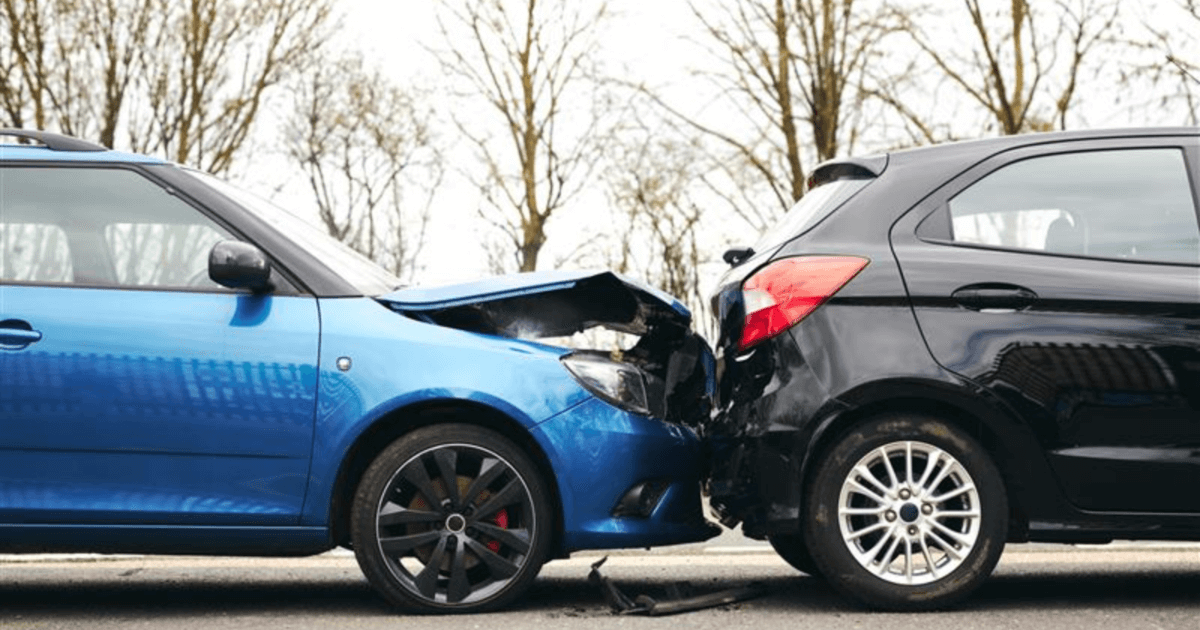 two vehicles following rear-end collision