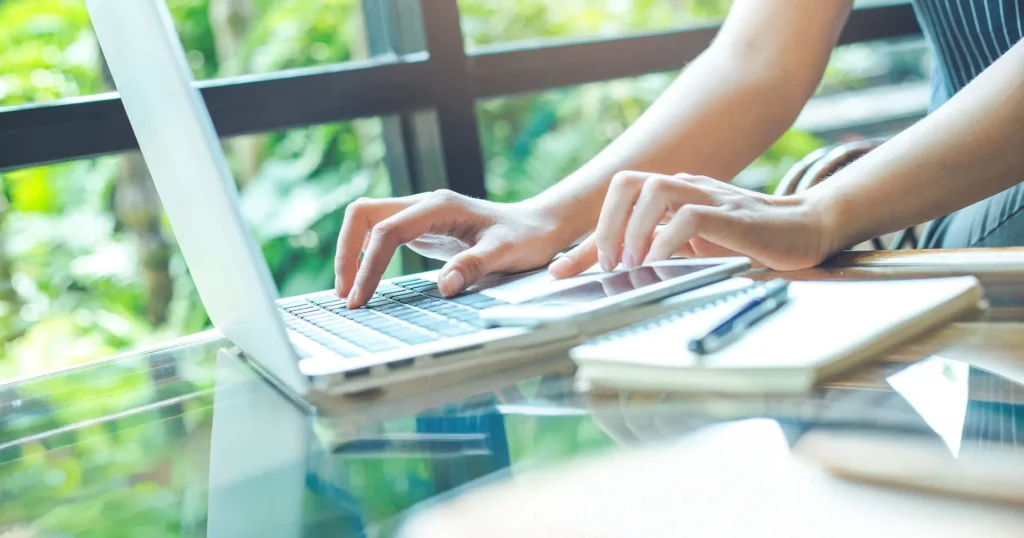 typing on the computer